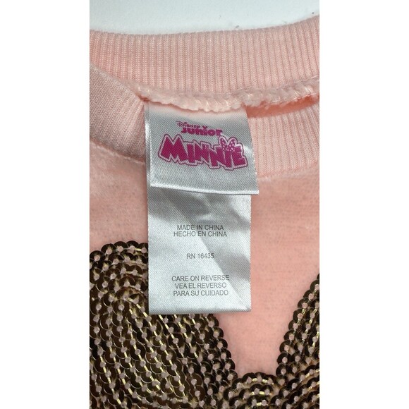 Disney JR Minnie Mouse Girls Sweater Size 4T Faux Fur Pink Sequin Bow, - Picture 3 of 4